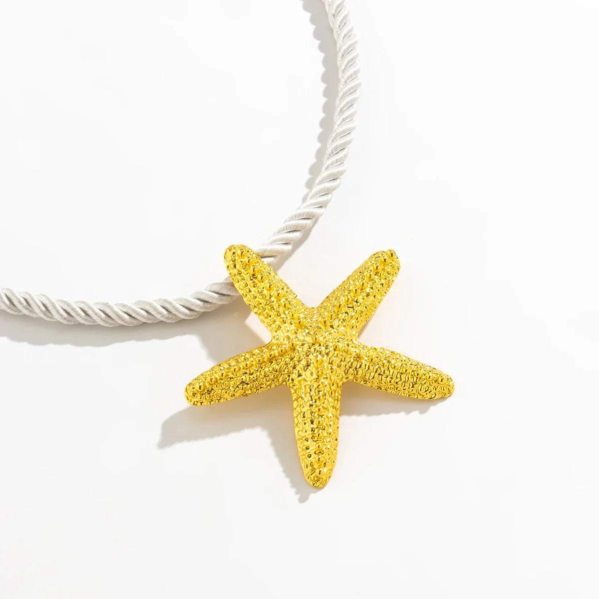 IngeSight.Z Exaggerated Big Starfish Pendant Necklace Women Punk White Thick Rope Chain Choker Necklace Party Jewelry Gift