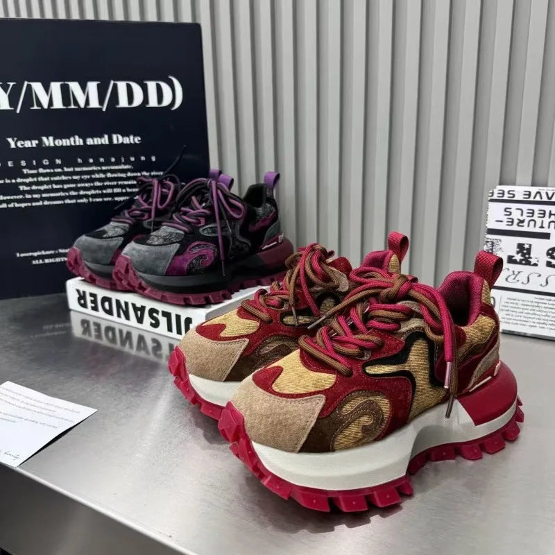 2026 Spring New Breathable and Versatile Fashionable Thick Bottom Anti Slip Casual Lightweight Forrest Dad Shoes for Women