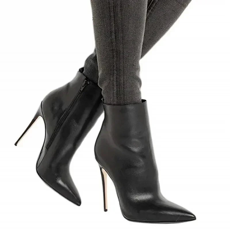 Women Short Boots Pumps Sexy Pointed Toe Side Zipper Super High Heels Stiletto 2026 Female Party Ankle Boot Shoes Botas De Mujer
