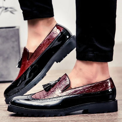 Men Loafers PU Splicing Tassel Decoration Low Heel Comfortable Classic Daily Business Men Shoes