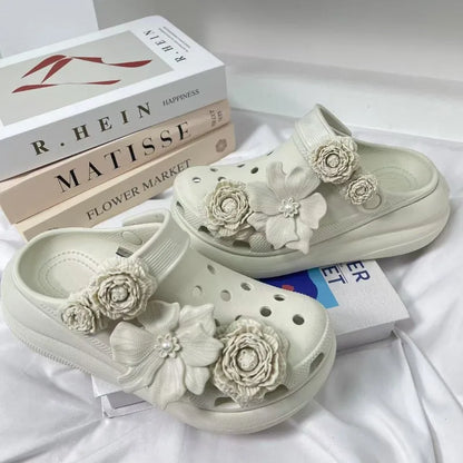 2025 Fashion Shoe Charms Set Accessories Hole Shoe Buckle DIY New Style Bouquet Bone White 3D Flower Shoes Decorations