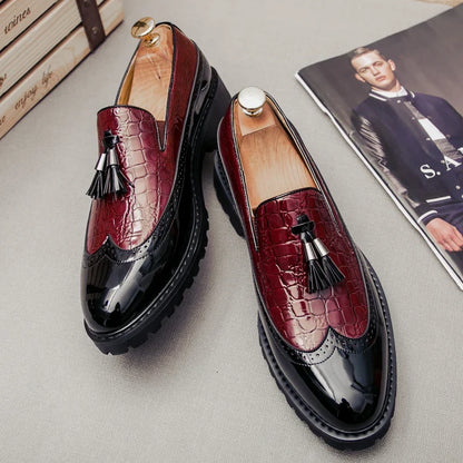 Men Loafers PU Splicing Tassel Decoration Low Heel Comfortable Classic Daily Business Men Shoes
