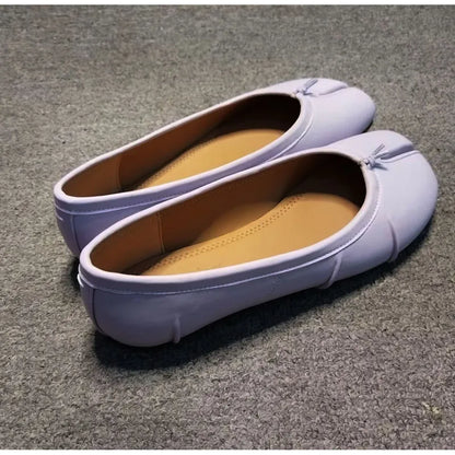 Split Toe Women Ballet Flats Fashion Tabi Shoes Casual Slip-on Loafers Ladies Pleated Leather Espadrilles Zapatillas Mujer
