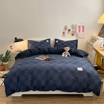 Checkerboard Bedding Comforter Set with Pillowcase bed sheet Single Full Size Bed Linen Duvet Cover Set Queen/King Double Single