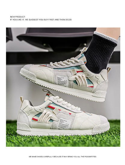 Large Size Men's White Sneakers Autumn Comfortable Non Slip Running Shoes Luxury Soft Sole Fashion Lace Up Outdoor Casual Shoes