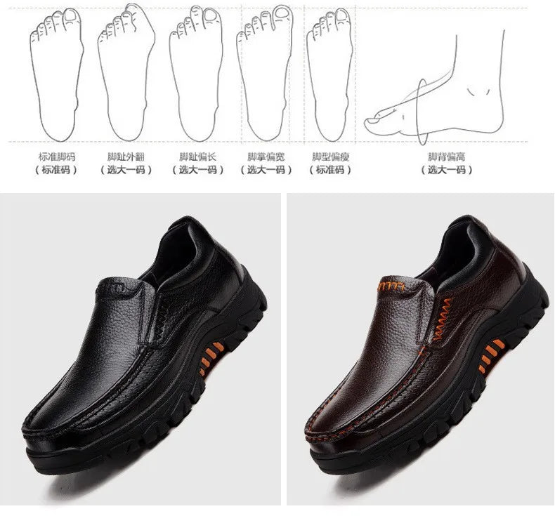 Autumn Genuine Leather Men's Casual Business Leather Shoes Lightweight Breathable Anti Slip Casual Leather Shoes Men Shoes