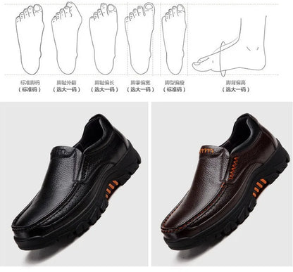Autumn Genuine Leather Men's Casual Business Leather Shoes Lightweight Breathable Anti Slip Casual Leather Shoes Men Shoes