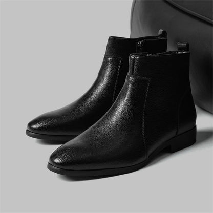 Winter New Men Business Boots Black  Red Simple Slim Fit Soft Leather Boots Casual and Fashionable Chelsea Boots 38-46 Men Boots