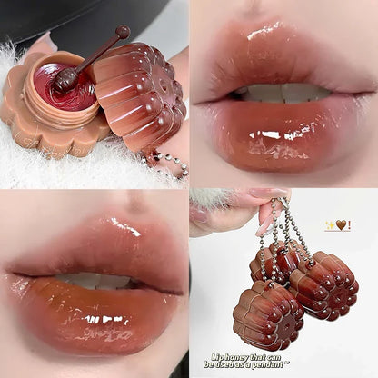 Jelly Solid Water Mirror Lip Gloss Shine Plumping Lip Balm Light Red Brown Natural Lasting Moisturizing Lip Tint Lipstick Makeup