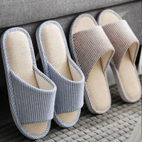 Four Season Linen Home Slippers Women Indoor Bedroom Women House Slides Autumn Unisex Lovers Shoes Adults Outdoor Casual Sandals