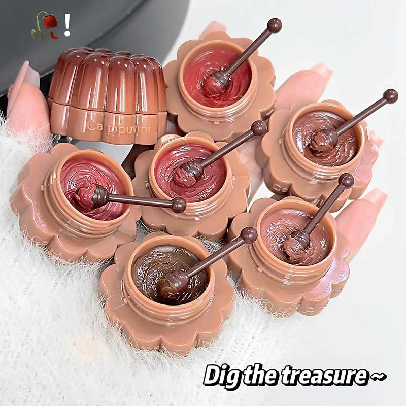 Jelly Solid Water Mirror Lip Gloss Shine Plumping Lip Balm Light Red Brown Natural Lasting Moisturizing Lip Tint Lipstick Makeup