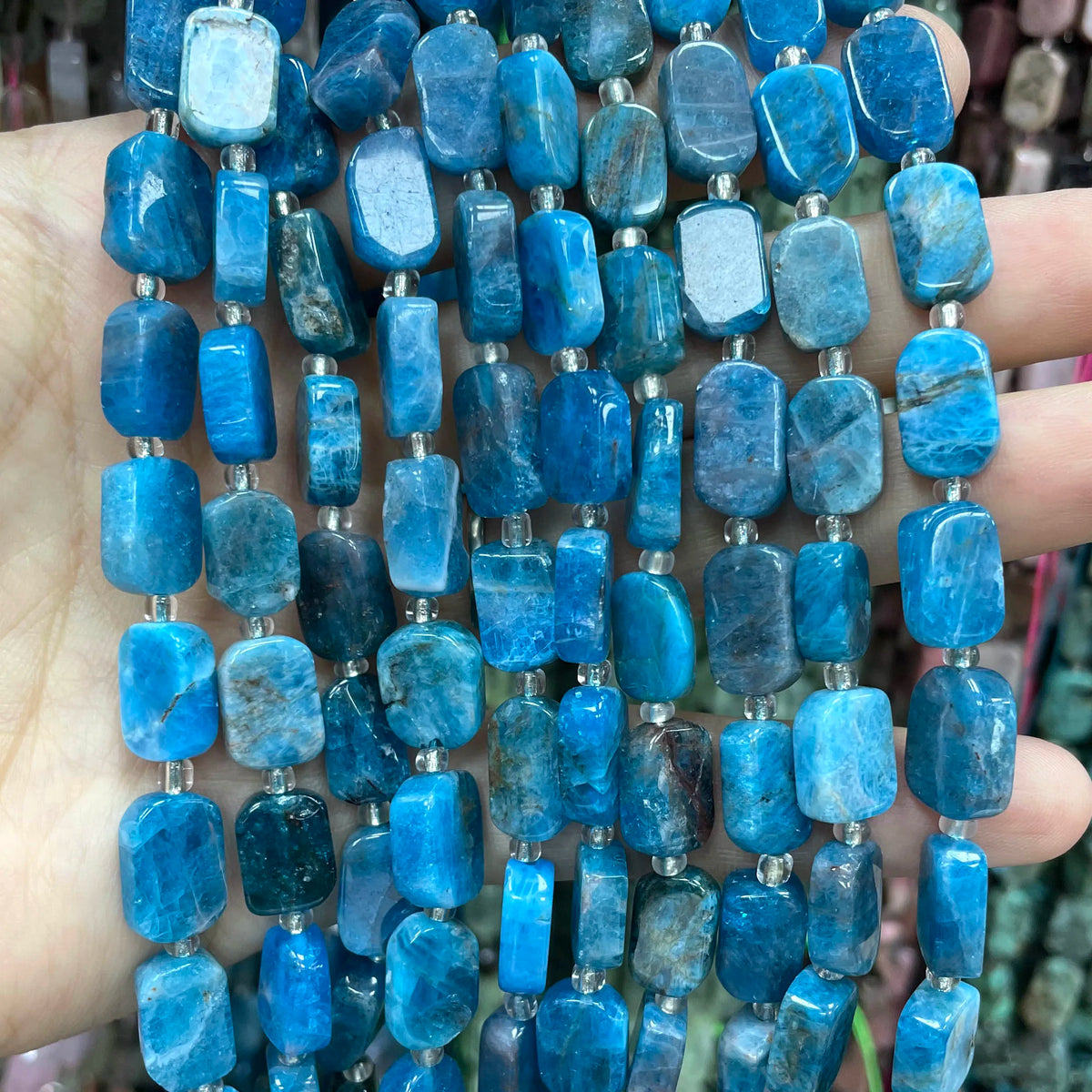Natural Stone Flat Rectangle Amethyst Lapis Lazuli Quartz Apatite Spacer Beads For Jewelry Making Diy Bracelet Accessorie 8*12MM