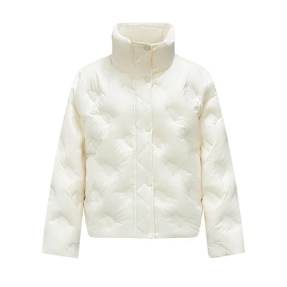 Semir Down Jacket Women Thin Houndstooth Loose 2024 New Winter Waterproof Windproof Stand-Up Collar Wear Down Jacket