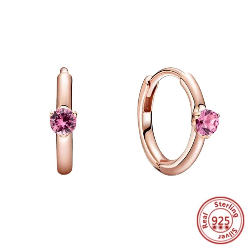 Hot Sale 925 Sterling Silver Heart Earrings Fit Original Charms Hoop Earrings For Women Girls Stud Earring Fine Jewelry Gifts