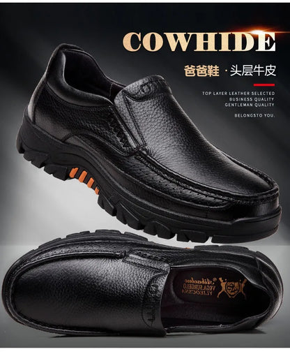 Autumn Genuine Leather Men's Casual Business Leather Shoes Lightweight Breathable Anti Slip Casual Leather Shoes Men Shoes