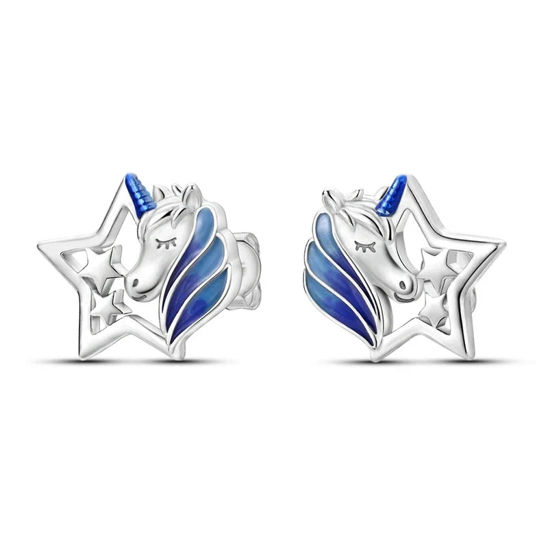 Original 925 Sterling Silver Colorful Cute Animal Pet Stud Earrings For Women Collocation For Girlfriend Birthday Gift