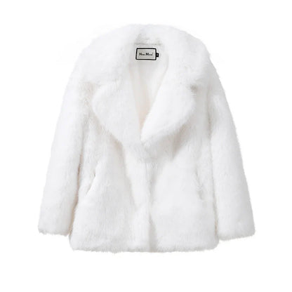 Neo Mint Women Winter 2024 High Quality Luxury Faux Fur Coat Thicken Warm Overcoat Outerwear Hot Girls Solid Long Fox Fur Jacket
