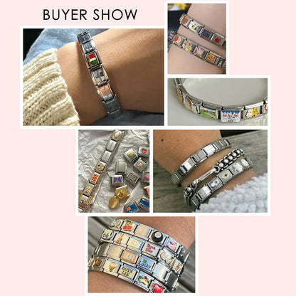 Italian Charm Link for Women Men 9mm Width Silver Gold Color Chain Stainless Steel Bracelet on Hand DIY Making Jewelry Wholesale