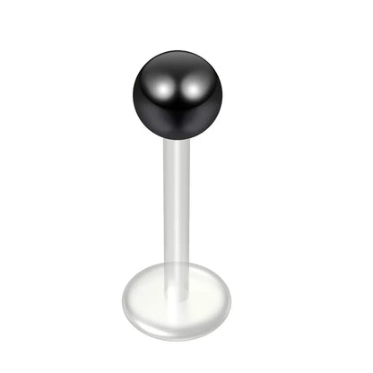 WKOUD 16G Stainless Steel Lip Labret Piercing Crystal Ball Monroe Lip Stud Helix Tragus Conch Piercing Cartilage Earrings Black