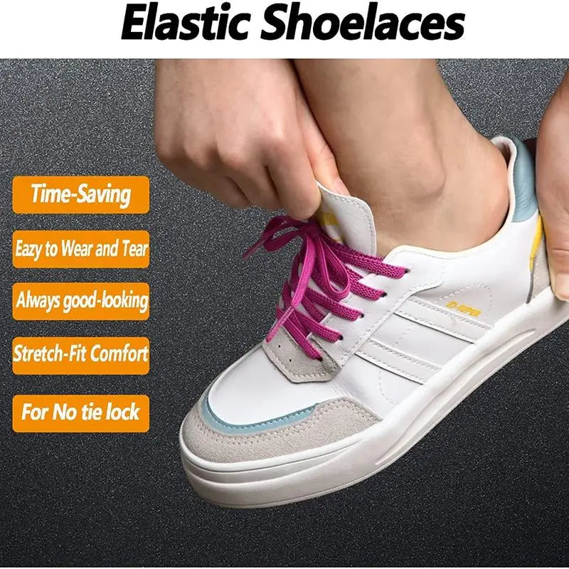 Elastic Laces Sneakers Classic Elastic Shoelaces 6mm Width Flat Shoelace for Kids Adults Shoe laces Rubber Bands for Shoes