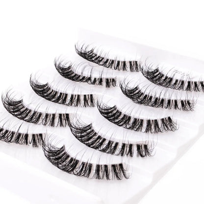 Yiernuo 1/5 Pairs Long Transparent Band Vegan Eyelash D Curl Russian Eyelashes Clear Band Lashes Invisible Band Lashes