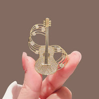 Trendy Guitar Brooch Shining Rhinestones New Unique High-end Design Creative Elegance Brooch Chest Flower Party Delicate Jewelry