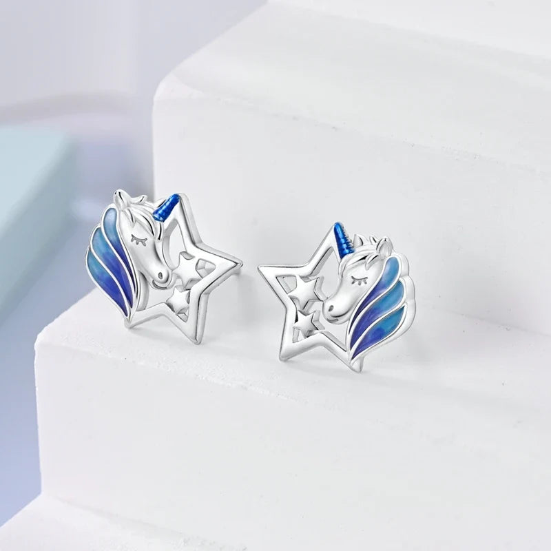 Original 925 Sterling Silver Colorful Cute Animal Pet Stud Earrings For Women Collocation For Girlfriend Birthday Gift