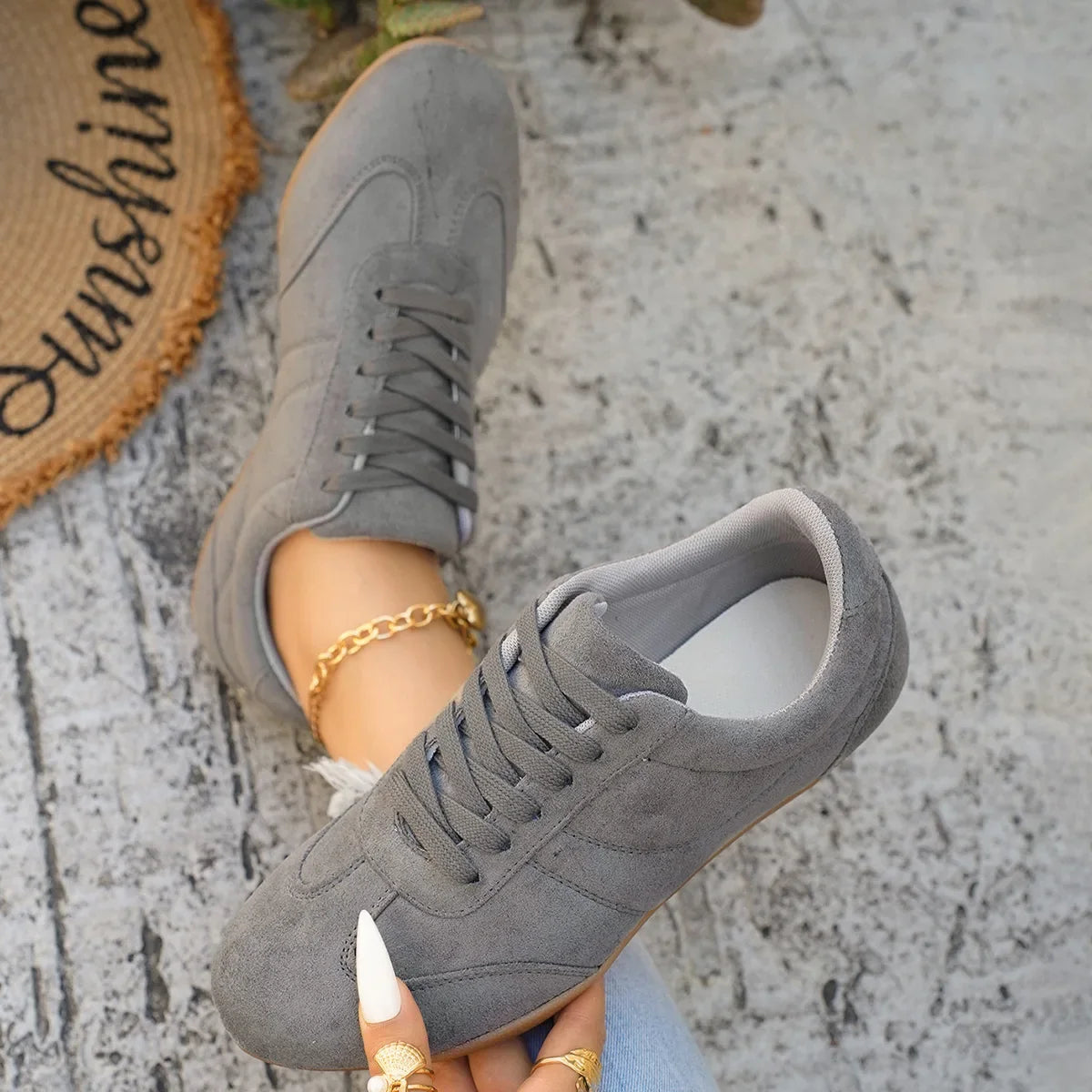 Women's Casual Flat-soled Non-slip Wear-resistant Sport Shoes Spring Autumn Round-toe Soft and Comfortable Women Single Shoes