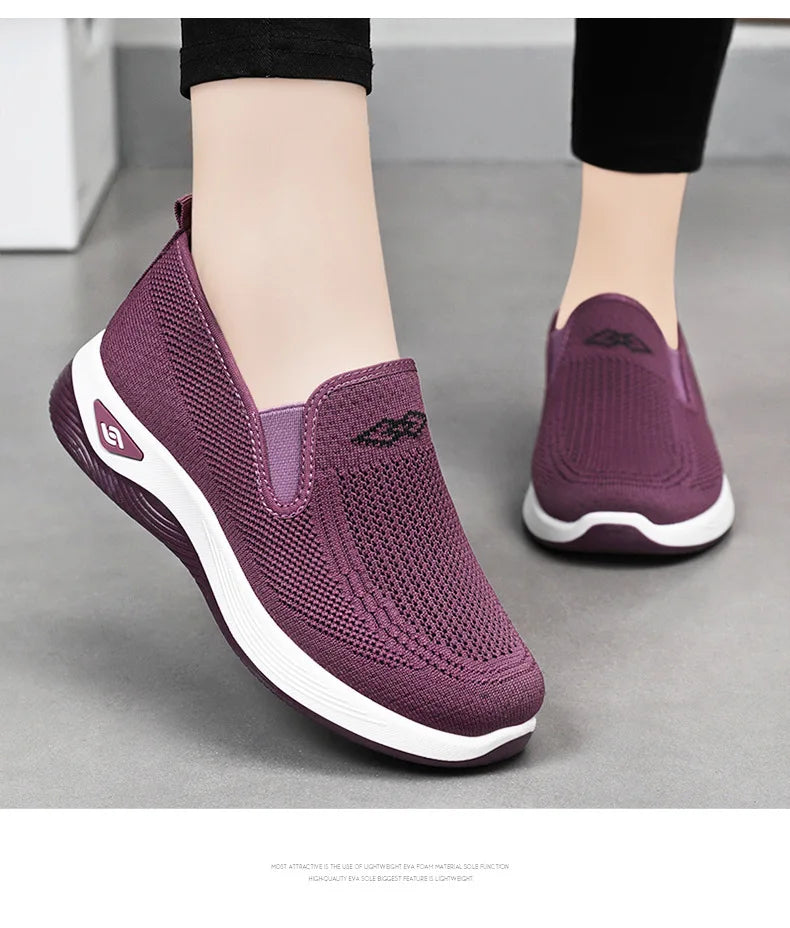 Women's Shoes Spring and Autumn New Mesh Breathable Casual Shoes Outdoor Lightweight Non-slip Wedge Heel Thick-soled Sneakers