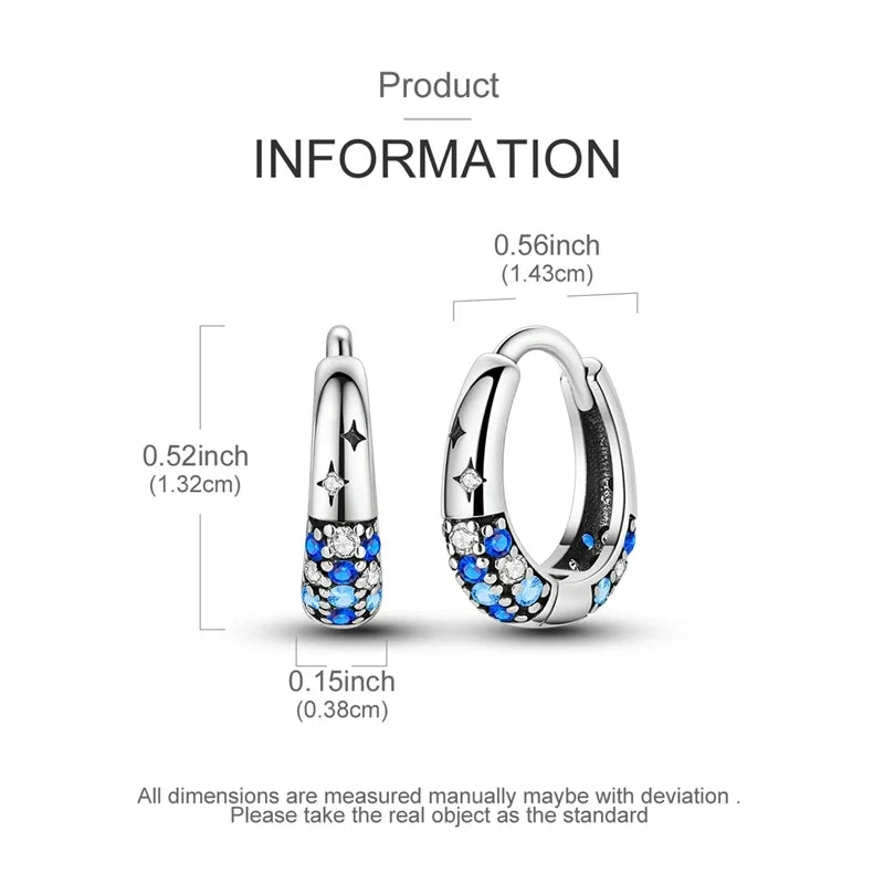 925 Sterling Silver Hoop Earring For Woman Night Sky Blue Purple Gemstone Original Earrings Fashion Jewelry Gift