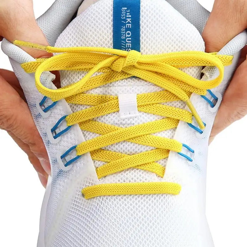 Elastic Laces Sneakers Classic Elastic Shoelaces 6mm Width Flat Shoelace for Kids Adults Shoe laces Rubber Bands for Shoes