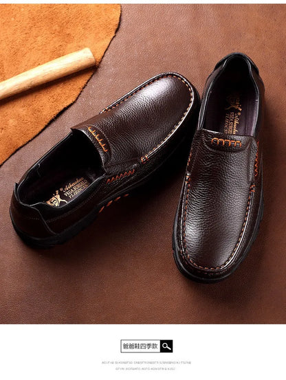 Autumn Genuine Leather Men's Casual Business Leather Shoes Lightweight Breathable Anti Slip Casual Leather Shoes Men Shoes