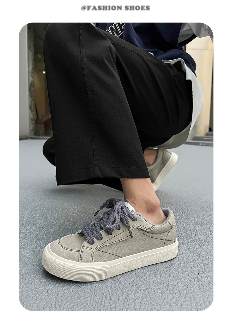 Mens Cowboy canvas Shoes Breathable Trend Mens board Shoes Thick Sole Trend Comfortable student Skateboard Trainers Footwear