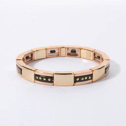 2026 New Black Gold Color Beaded Bangle for Women and Men Handmade Elastic hand Wrist Bracelets