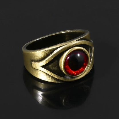 Men's Minimalist Niche Hip Hop Punk Red Maroon Eyes Cosplay Ring Character Props Retro Creative Trend Ring Personalized Jewelry