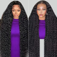 13X4 13X6 Deep Wave Hd Transparent Lace Front Wigs Pre Plucked 30 40 Inch Frontal Human Hair Curly Wig For Women 180 200 Density