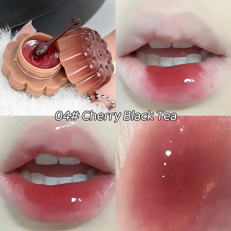 Jelly Solid Water Mirror Lip Gloss Shine Plumping Lip Balm Light Red Brown Natural Lasting Moisturizing Lip Tint Lipstick Makeup