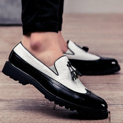 Men Loafers PU Splicing Tassel Decoration Low Heel Comfortable Classic Daily Business Men Shoes
