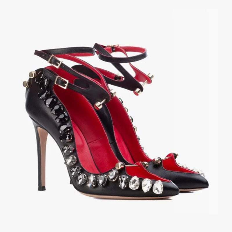 2026 Runway Women Pumps Crystal Metal Decoration High Heels Sandals For Women Luxury Designer Nightclubs Banquets Female Shoes
