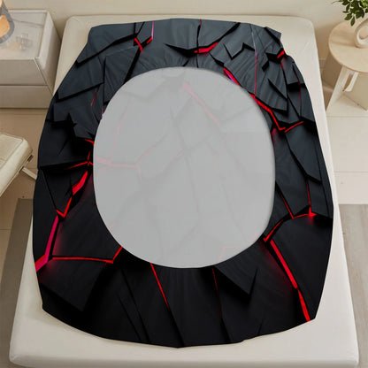3Pcs Lightning Glow Fitted Sheet Set 3D Printed Soft Red Black Bedspread Single Twin Queen King Size Bed Sheet Set Home Decor