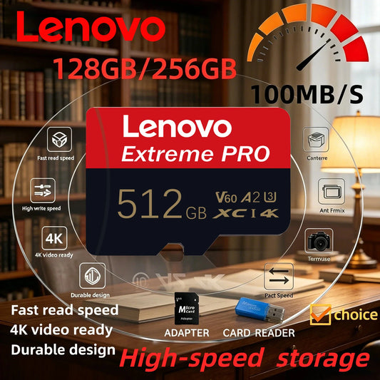 Lenovo 512GB Game-Exclusive Micro TF SD Card A2 V60 High Speed 4K Ultra-HD Video Flash Card 64GB Memory Card for Phone Camera PC