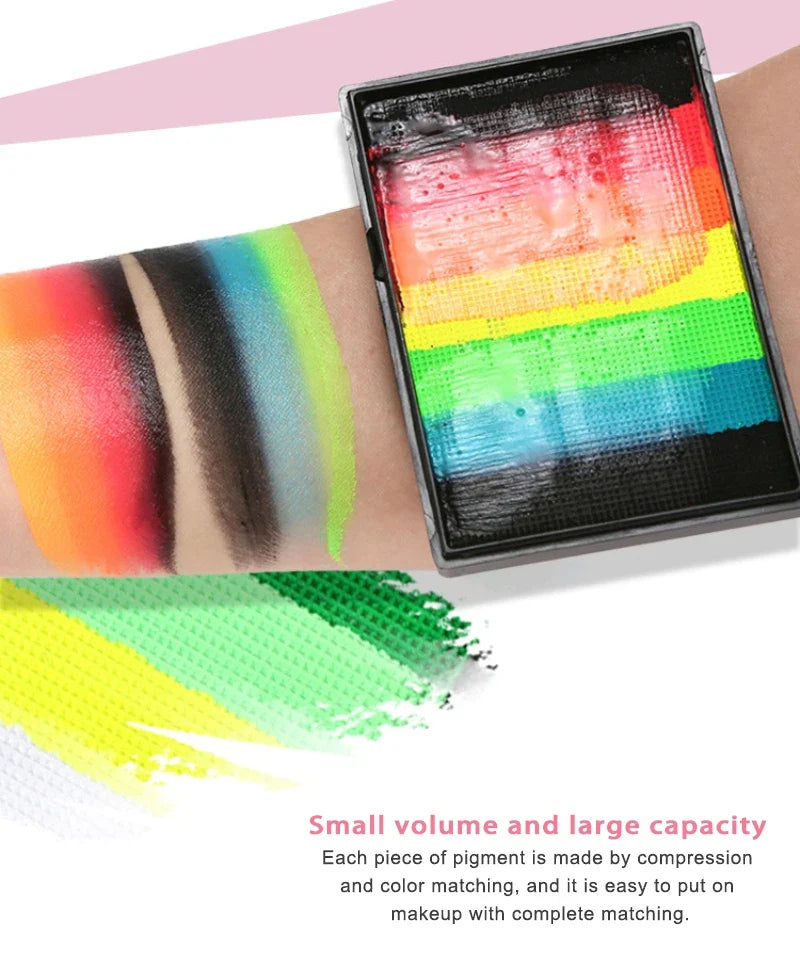 50g Facial and Body Paint Palette,Non-Toxic Rainbow Water-Soluble Body Paint for Rainbow Festival,Cosplay,Party,Art,Stage Makeup