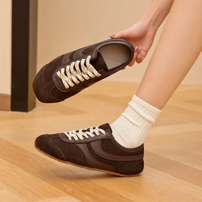 German Training Shoes Women 2026 New Genuine Leather Women Sneakers Flat Lace-up Retro Large Size Forrest Gump Shoes Women
