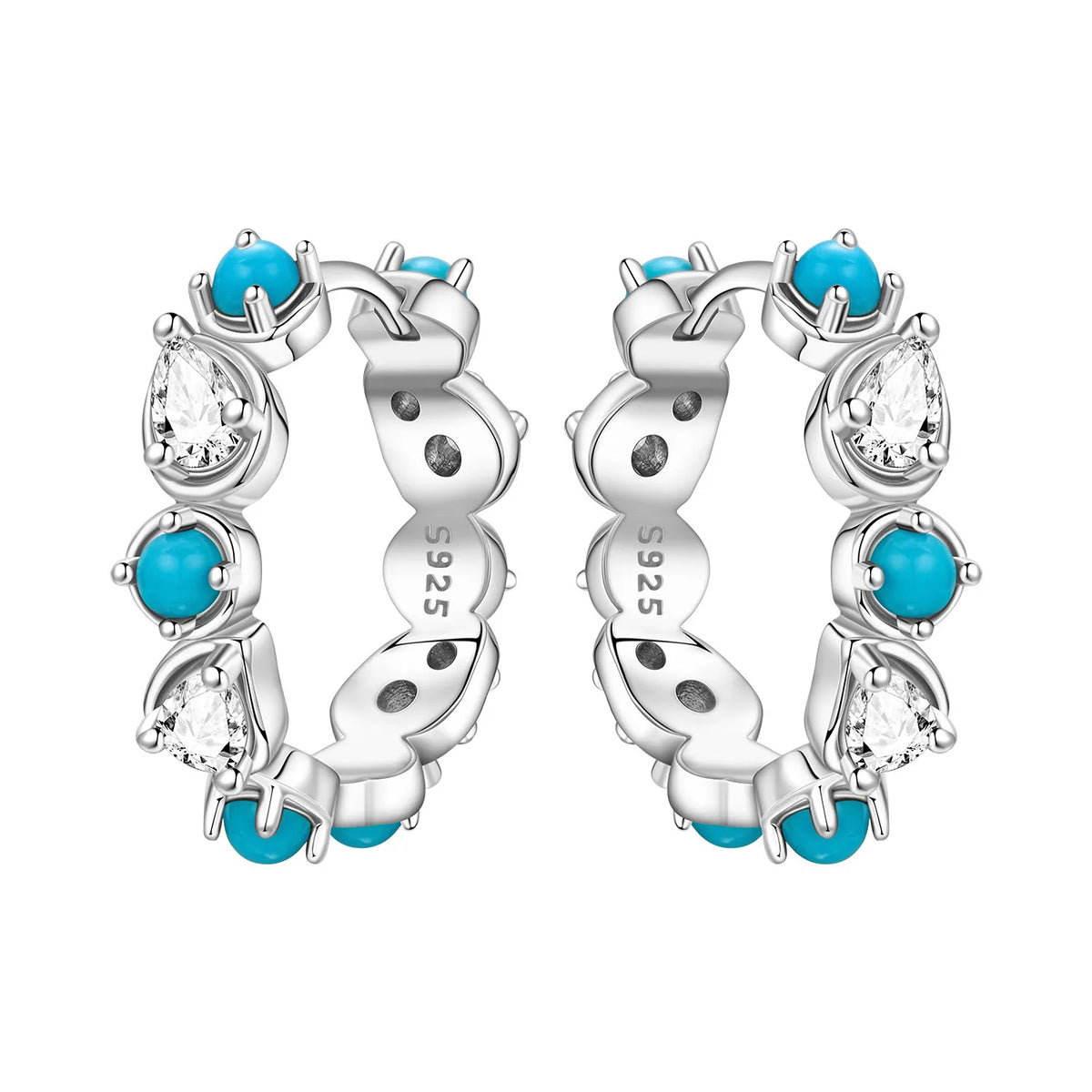 PANPOKI S925 Sterling Silver Purple Zircon Series Earrings Hoop Earrings For Women Jewelry Original Party Trendy Gifts