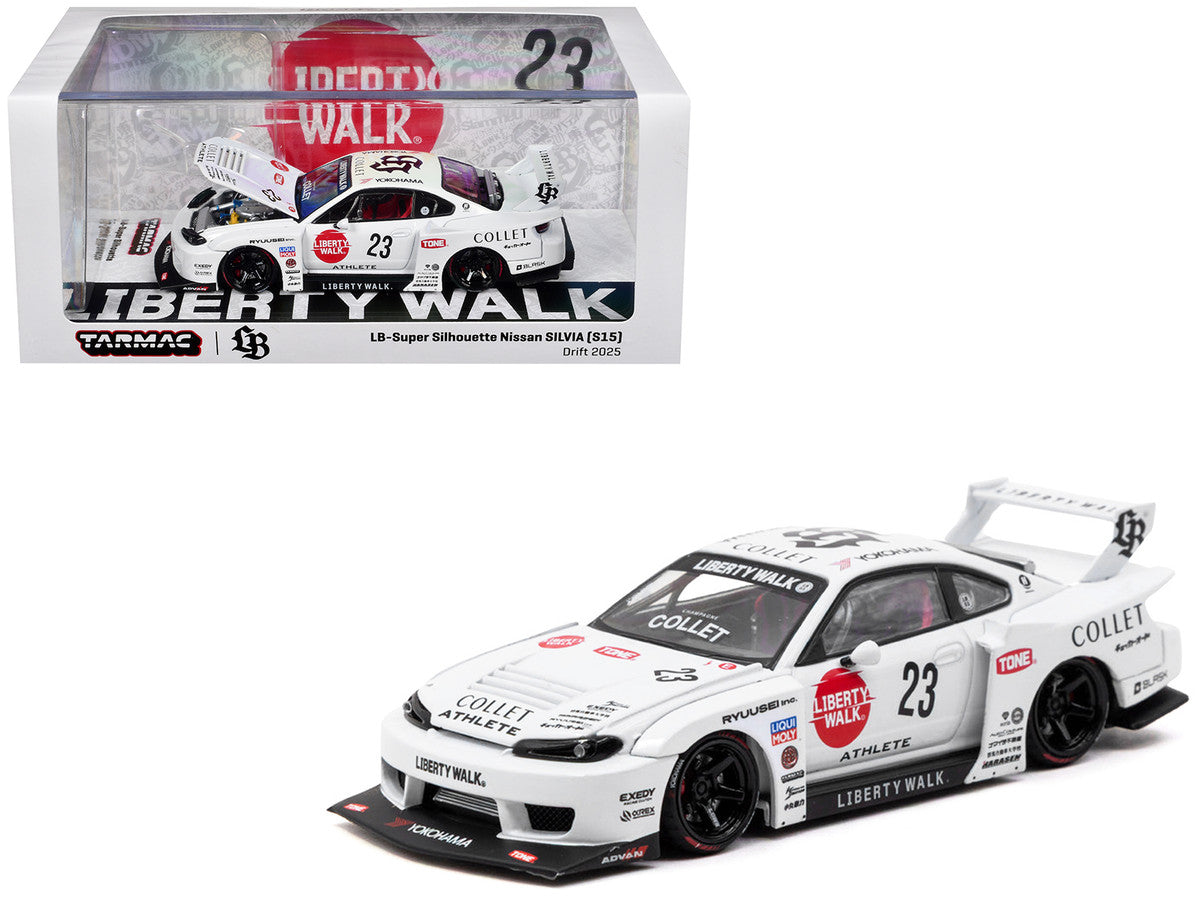 Nissan Silvia (S15) LB-Super Silhouette RHD (Right Hand Drive) #23 "Collet" White with Graphics "Hobby43" Series 1/43 Diecast Model Car by Tarmac Works