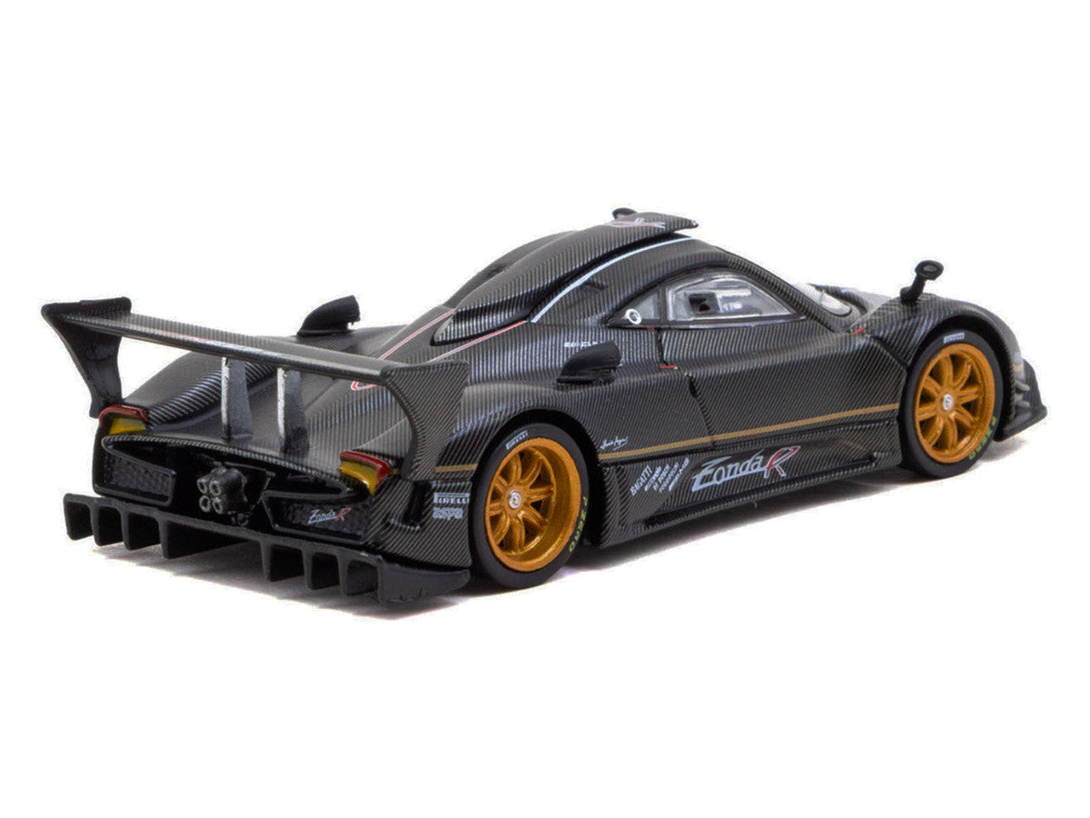 Pagani Zonda R Matt Black Carbon Fiber with Gold Wheels "Global64" Series 1/64 Diecast Model Car by Tarmac Works