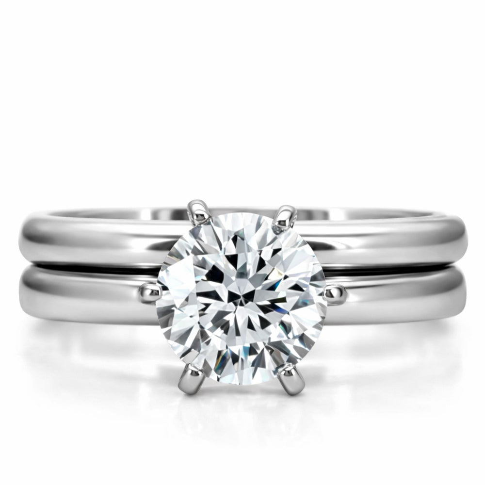 TK097 - High polished (no plating) Stainless Steel Ring with AAA Grade CZ  in Clear