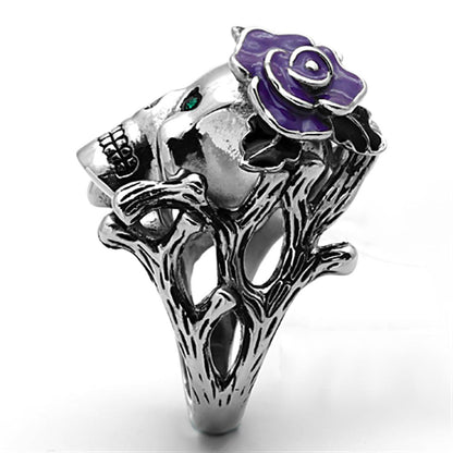 TK1122 - High polished (no plating) Stainless Steel Ring with Top Grade Crystal  in Emerald