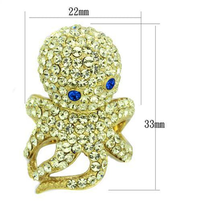 TK1640 - IP Gold(Ion Plating) Stainless Steel Ring with Top Grade Crystal  in Multi Color