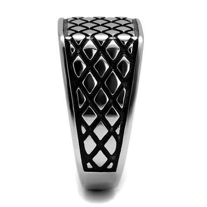 TK3009 - High polished (no plating) Stainless Steel Ring with Epoxy  in Jet